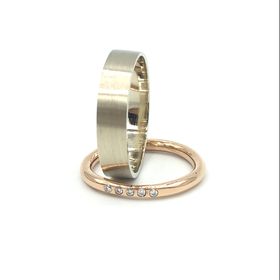 rings - white and pink gold Au 750 diamonds