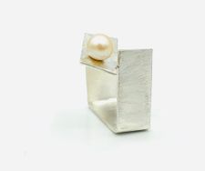 ring - silver Ag 925 fresh water pearl